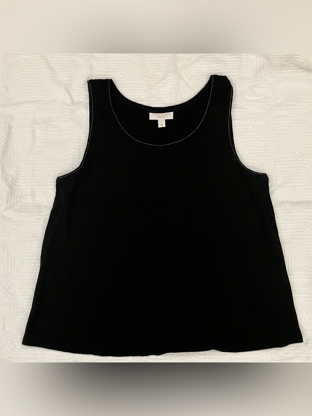 Charter Club Linen Blend Rhinestone Trim Tank Top - Women's Size L - Picture 5 of 9